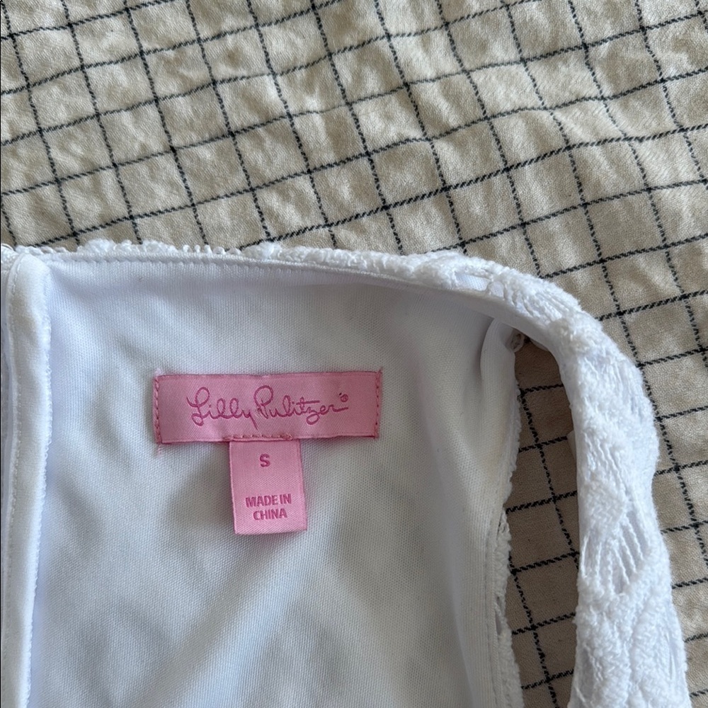 Lily Pulitzer White Lace Lined Dress Gold Detailing Women's Size Small - Picture 7 of 10